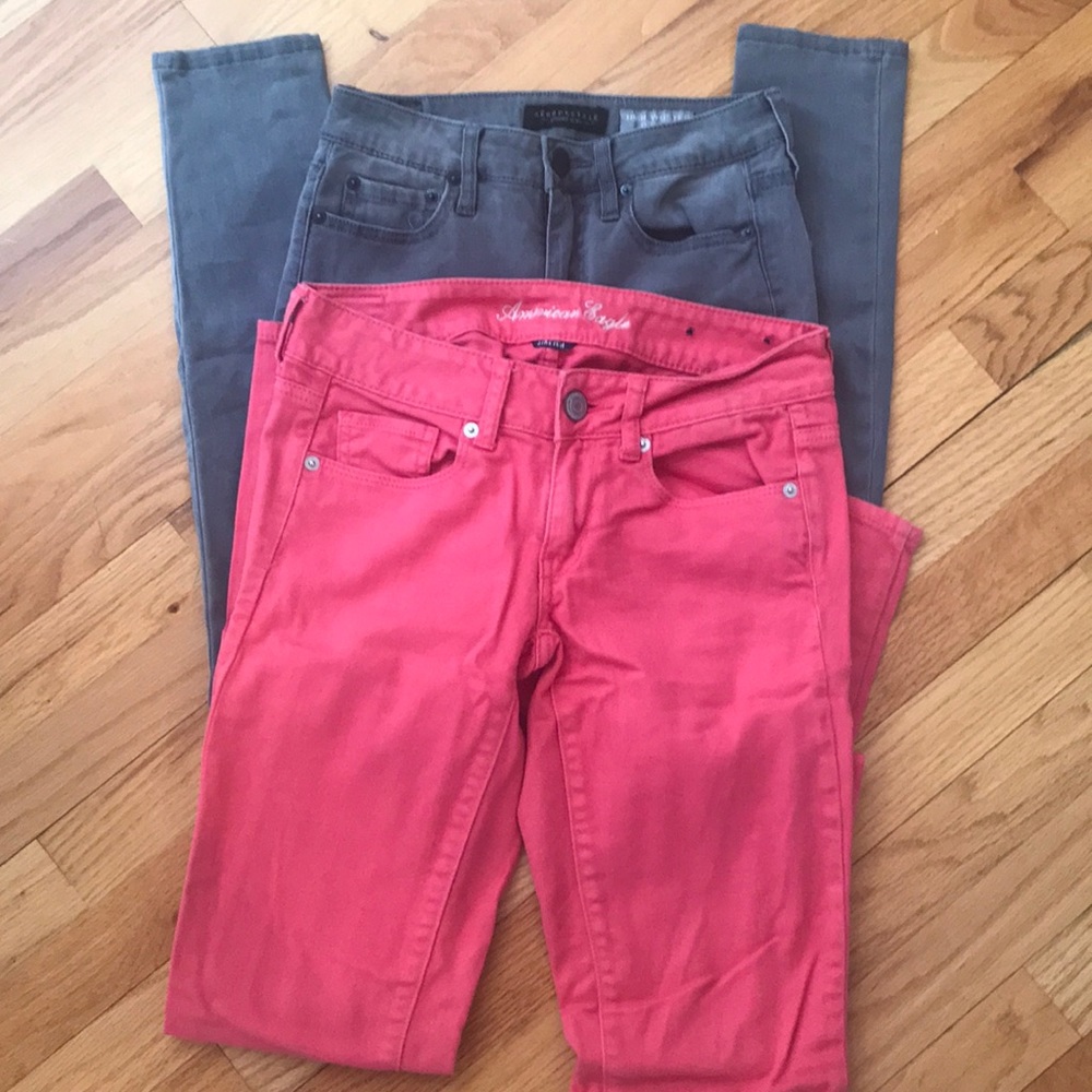 Pair of size 2 colored denim / jeans